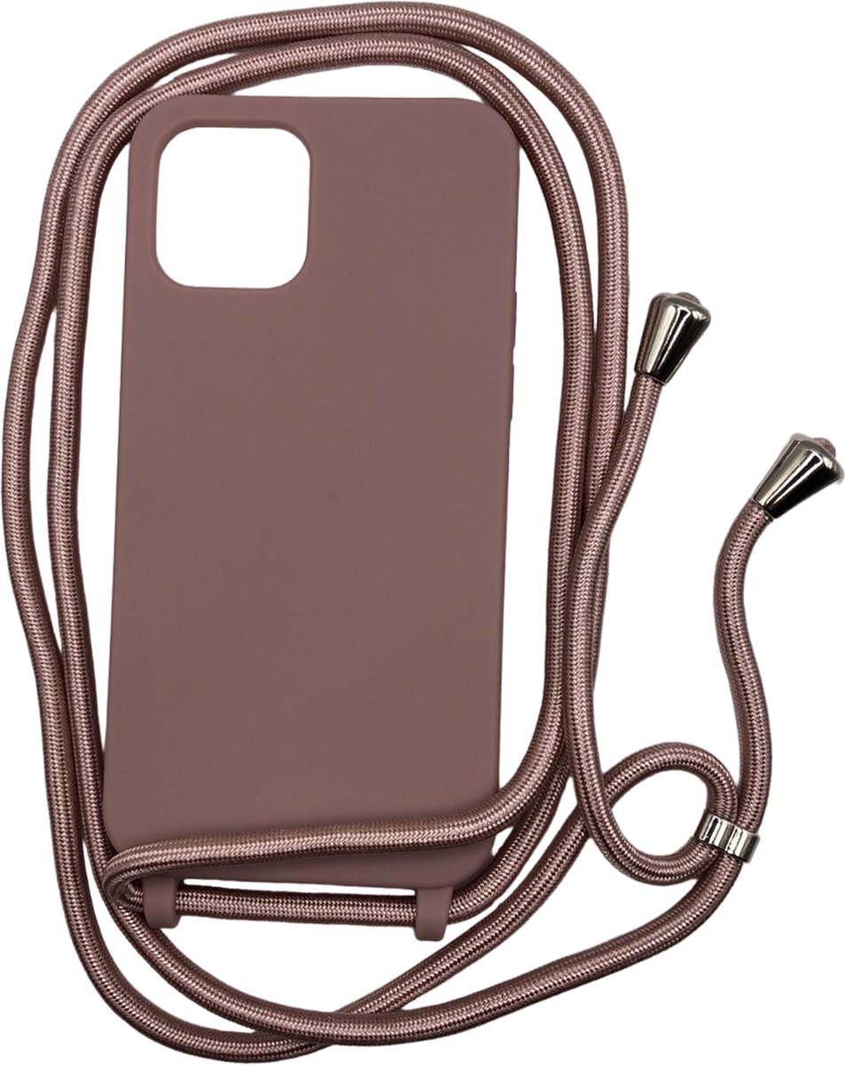 Siliconen Back cover hoesje met Koord - Geschikt voor iPhone 11 - Oudroze