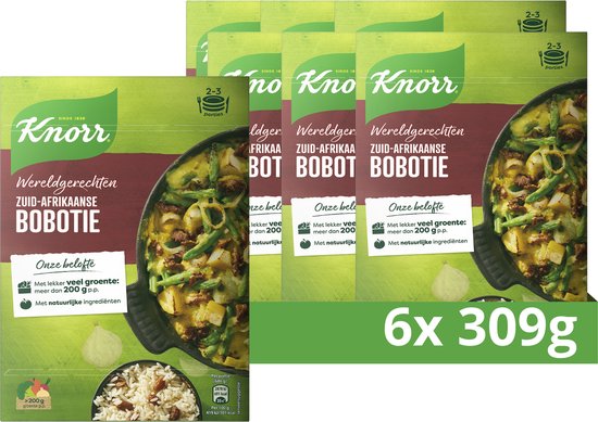 Knorr Wereldgerechten Zuid-Afrikaanse Bobotie Maaltijdpakket - 6 x 309 g - Voordeelverpakking