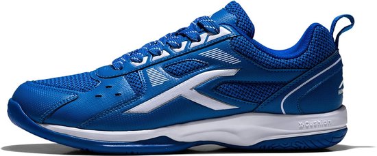 Chaussure de badminton Hundred Raze pour garçons (bleu/blanc, taille : EU 35, UK 1, US 2) | Matériel: polyester, caoutchouc | Protection des coussins | Semelle de haute qualité