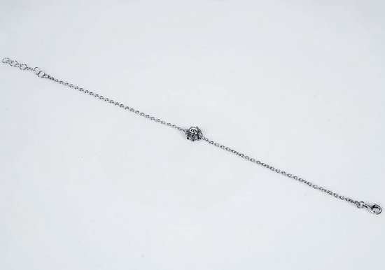 Kuzzoi Boeddha zilveren armband voor heren, handgemaakte koningsketting- armband (5 mm) van geoxideerd 925 sterling zilver, massieve koningsarmband voor mannen, 26,3 g zwaar, 0202252422, 23 centimeters