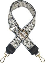 Qischa® Bag strap - Tassenriem - Schouderband - Schouderriem - Tassen Riem - Tas Hengsel - Verstelbare Riem - zwart, beige, wit - gouden hardware
