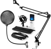 MIC-900WH-LED USB microfoonset V4 condensatormicrofoon plopbescherming arm led - wit