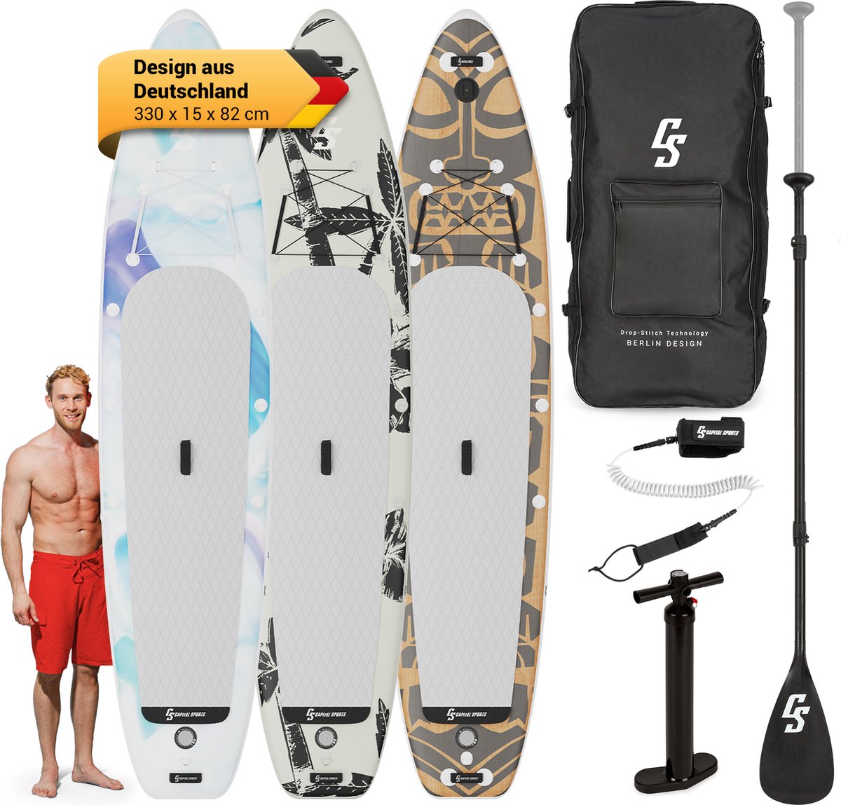 Kipu Allrounder 330 opblaasbaar paddleboard SUP-board set cruiser