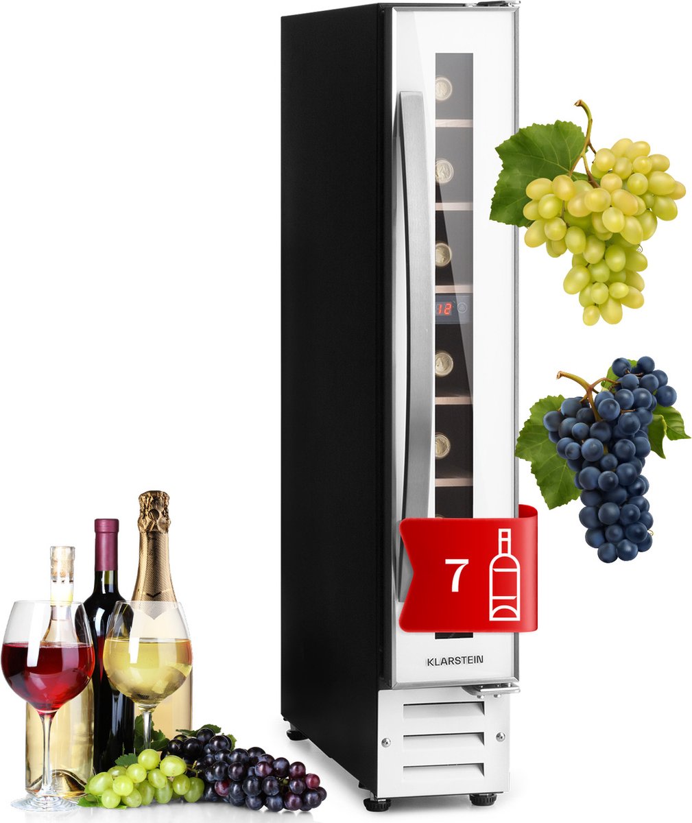 Klastein Vinovilla 7 Built-in Uno Quartz inbouw wijnkoelkast wit glas edelstaal