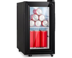 Klarstein Minibar Brooklyn 23 Slim koelkast led kunststof-inzet glazen deur - Minikoelkast - 23L 26 dB - voor Kantoor - Stil Compact Geruisloos - Zwart - voor Keuken - Fluisterstil - Wit - Mini Fridge - Hotelkoelkast - Kleine Koelkast