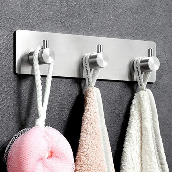 6 Roestvrijstalen Zelfklevende Haken Goud, Badhanddoekhaken wandhaken kleefhaken Zelfklevende Handdoekhaak Deurhaak Geschikt voor Badkamer keuken zonder boren