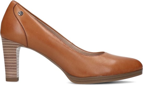 No Stress - Dames - Cognac leren gesloten pumps - Maat 42