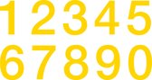 Set cijfer stickers 0-9 - watervaste zelfklevende folie - geel teksthoogte 60 mm