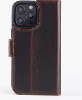 Wachikopa leather Magic Book Case 2 in 1 for iPhone 14 Pro Max Dark Brown