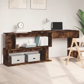 The Living Store Desk Chêne Chêne - Bureau et Bureau d'angle - 200x50x76 cm - Espace de rangement - Design rotatif - Bois durable