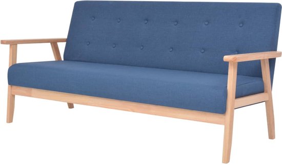 The Living Store 3-zitsbank - Blauw - 158 x 67 x 73.5 cm - Comfortabel en duurzaam