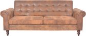 The Living Store bedbank Chesterfield - houten frame - kunstsuède - bruin - 196x97x59 cm