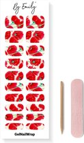By Emily® Gel Nagel Wraps 'Red Blossom' - Gellak Stickers - SpringNails- Lente - UV Lamp Gelnagels - Langhoudende Nagelstickers - Nail Art Folie - 20 Stickers - UV LED Lamp Vereist