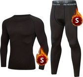 Livano Thermokleding - Thermo - Thermoshirt - Thermobroek - Beenverwarmers - Heren - Fleece - Set - Broek + Shirt - Grijs - Maat S