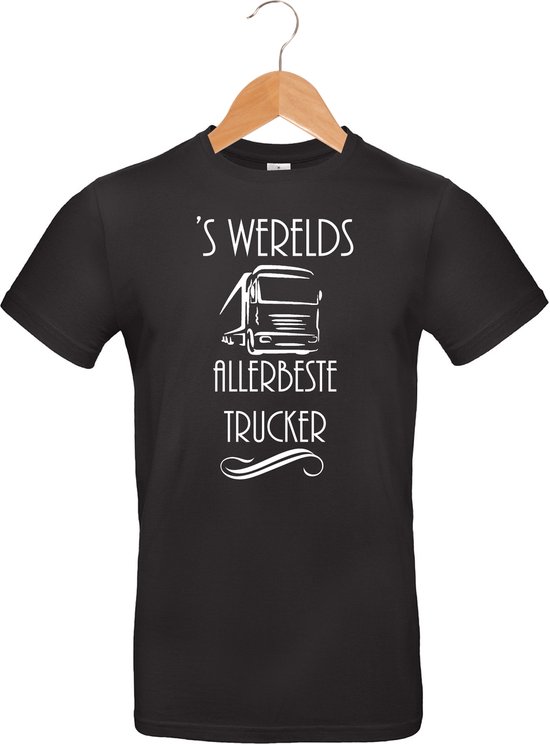 Mijncadeautje T-shirt - 's Werelds beste Trucker - - unisex - Zwart (maat M)