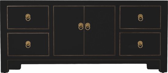 Fine Asianliving Chinese TV Kast Onyx Zwart - Orientique Collectie B106xD45xH46cm Chinese Meubels Oosterse Kast