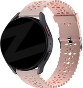 Bandz universeel 20mm siliconen band 'Deluxe' met bloemenpatroon geschikt voor Samsung Galaxy Watch Active 1/2 40 & 44mm / Watch 1 42mm / Watch 3 41mm / Gear Sport / Polar Ignite 1-2-3 / Unite / Pacer - Hoogwaardig siliconen materiaal - roze