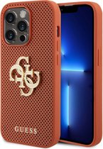 Guess Perforated PU Leather Case with 4G Glitter for iPhone 15 Pro Max -Orange