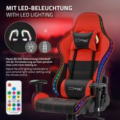 ML-Design Gaming Stoel met RGB LED-verlichting en Bluetooth Speakers, Rood, Kunstleer, Ergonomische Bureaustoel, Hoge Rugleuning, Hoofdsteun, Lendenkussen, Draaibaar Verstelbaar, Racing Gamer Chair