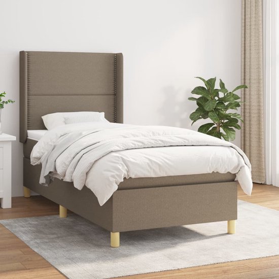 The Living Store Boxspringbed - Pocketvering - 90 x 200 cm - Taupe - Duurzaam materiaal