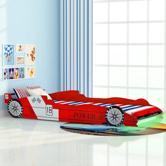The Living Store Lit enfant Race Car Rouge - 225 x 94 x 38 cm - Bande LED