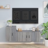 The Living Store Klassieke televisiekastenset - 100 x 34.5 x 40 cm - Kleur- grijs sonoma eiken