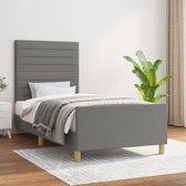 The Living Store Bedframe met hoofdbord stof donkergrijs 80x200 cm - Bed