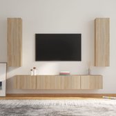 The Living Store TV-meubelset - 2x 100x30x30cm - 2x 30.5x30x110cm - Sonoma Eiken - Bewerkt hout