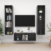 The Living Store TV-meubelset - Hoogglans grijs - Spaanplaat - 1x 37x37x107 cm - 2x 37x37x142.5 cm