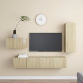 The Living Store TV-Meubelset Stereokasten - Muurbevestiging - Sonoma eiken - Spaanplaat - Montage vereist - 1x 60x30x30cm - 1x 30.5x30x90cm - 2x 80x30x30cm