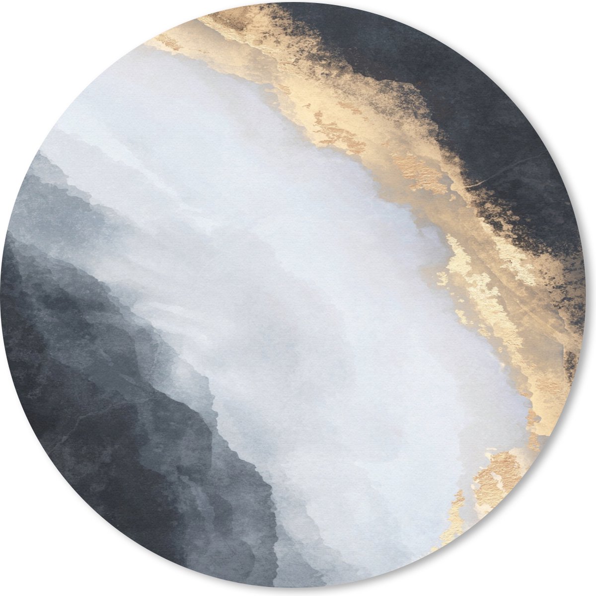 Muismat rond 40x40 cm - Mousepad Abstract - Verf - Goud - Zwart - Marmer print - Ronde muismatten