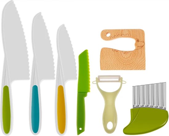 Set de couteaux pour enfants Vert - 7 pièces - Kiddicutter - Kinder -  Couteaux 