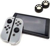 Gadgetpoint | Beschermhoesjes + Thumbgrips | Performance Antislip Skin | Softcover Grip Case | Accessoires geschikt voor Nintendo Switch Joy-Con Controllers | Transparant + Pootjes Zwart met Wit DIK