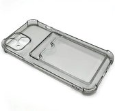 Siliconen antischok back cover Grijs Geschikt voor Apple iPhone 14 met kaarthouder/ telefoonhoesje met vakje voor pasje.