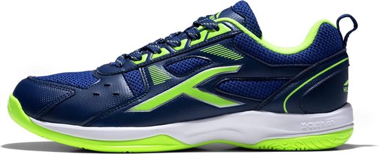 HONDRED Raze Non-marking professionele badmintonschoenen voor heren (marineblauw/limoen, maat: UK 5/US 6/EU 39) | Materiaal Bovenwerk: Polyester, Zool: Rubber | Geschikt voor indoortennis/squash/tafeltennis/basketbal en padel