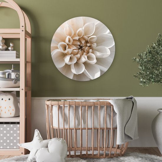 WallCircle - Wall Circle - Wall Circle Indoor - Fleurs - Wit - Plantes - 60x60 cm - Décoration murale - Peintures Ronds