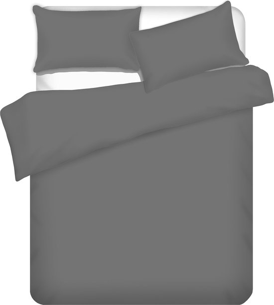 HOMLA Velise katoenen beddengoedset met kussensloop - gezellig beddengoed met ritssluiting 2 kussenslopen - grijs 200 x 220 cm