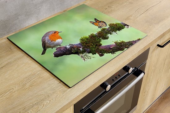 Inductiebeschermer - Vogel en Vlinder - 60x52 cm - Inductiebeschermer - Inductie Afdekplaat Kookplaat - Inductie Mat - Anti-Slip - Keuken Decoratie - Keuken Accessoires