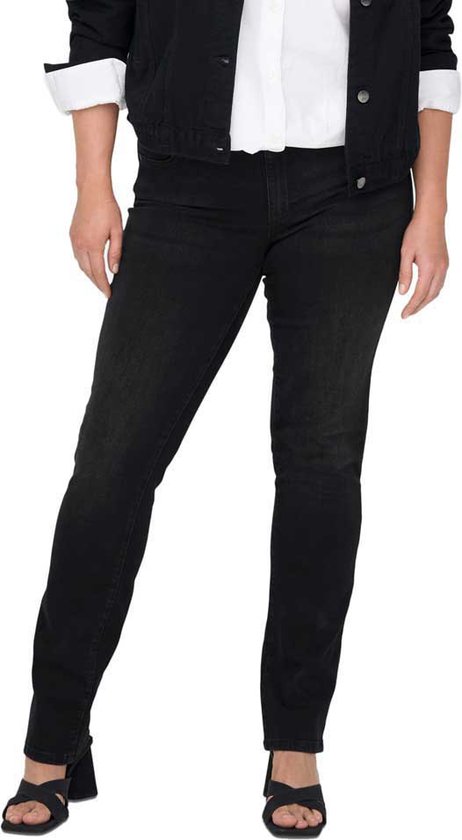 Only Carmakoma Alicia Straight Fit Dot568 Jeans avec taille normale Zwart 42 / 32 Femme