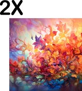 BWK Textiele Placemat - Kleurrijke Bloemen Tekening - Set van 2 Placemats - 50x50 cm - Polyester Stof - Afneembaar