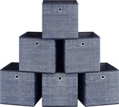 Opbergdozen, set van 6, opbergdozen van niet-geweven stof met handvat, opbergdozen, 30 x 30 x 30 cm, opbergdoos, voor kubusplank, opvouwbare doos, kledingopslag, Mist Blue RFB006I01.