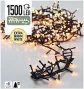 Micro Cluster 1500 LED's - 30 meter - extra warm wit - 8 functies + geheugen