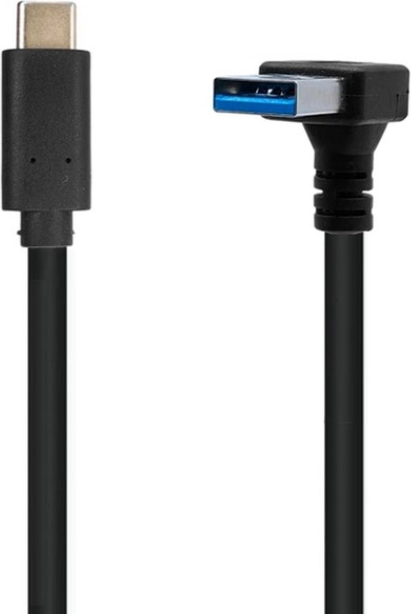 USB-C naar USB-A haaks (beneden) kabel - USB3.0 - tot 0,9A / zwart - 0,20 meter