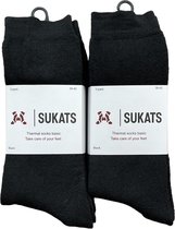 Sukats® 6 Paar Thermosokken - Maat 39-42 - Dames en Heren - Badstof - Zwart - Warme Sokken - Werksokken - Thermo Kousen