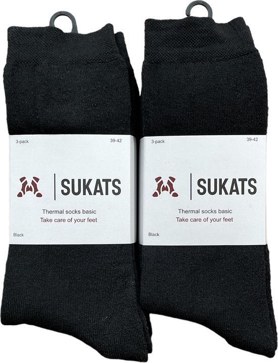 Sukats® 8 Paar Thermosokken - Badstof - Zwart