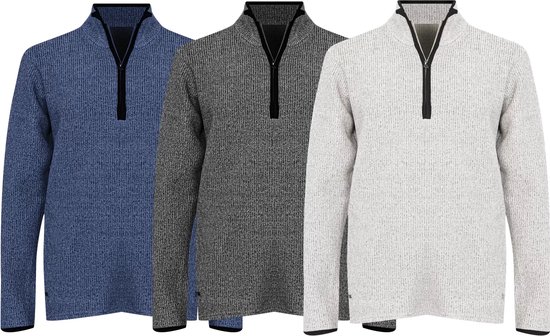 Baslow Schipperstrui met ritssluiting- Creme - Maat M - Heren sweater