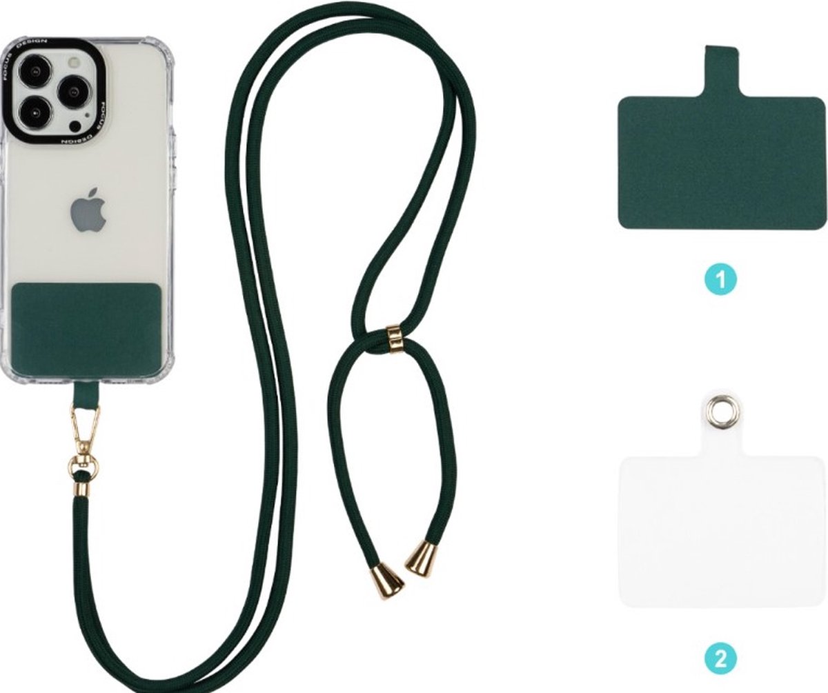 Losse luxe universele koord voor mobiele telefoon - Groen met Goud