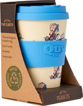 Quy Cup 400ml Ecologische Reis Beker - Peanuts Snoopy "Dekentje" - BPA Vrij - Gemaakt van Gerecyclede Pet Flessen met Licht blauw Siliconen deksel-drinkbeker-reisbeker