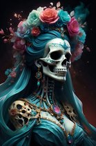 Santa Muerte Poster | Mexicaanse Poster | Latin America | Skelet Poster | 51x71cm | Wanddecoratie | Muurposter | MT | Geschikt om in te lijsten