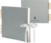 Land Scrapbook Album - 30 x 25 cm Fotoalbum met 80 gladde pagina's van 250 g/m² - Stevige harde kaft met schattige strik - Perfect voor baby-, bruilofts- en familiefoto's - Grijs